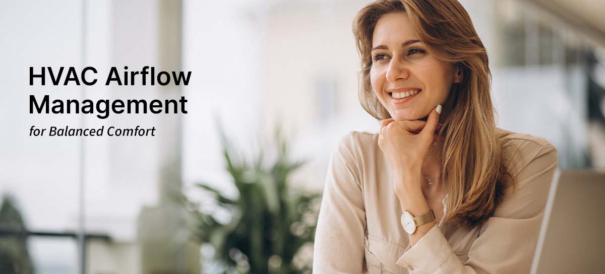 Woman smiling in corporate office. 